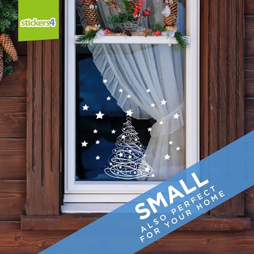 Swishy Tree Christmas Window Stickers with Extra Stars