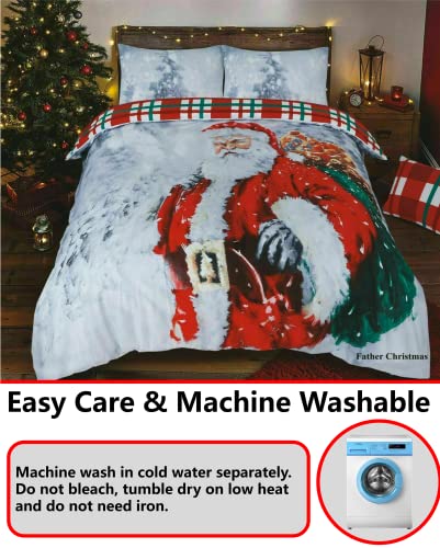 Festive Father Santa 3-Piece Christmas Bedding Set - Double