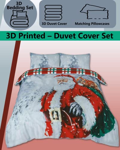 Festive Father Santa 3-Piece Christmas Bedding Set - Double