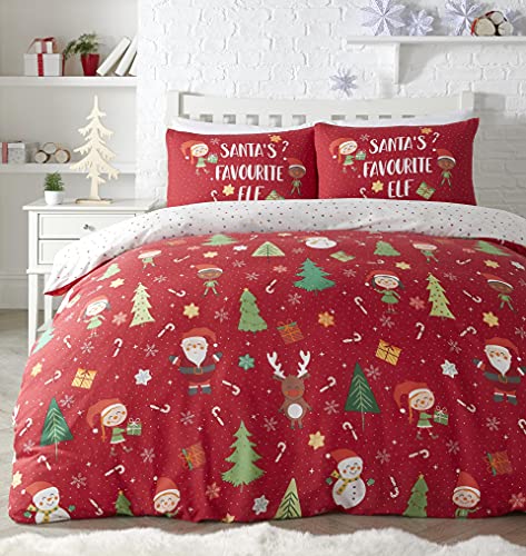 Christmas Bedlam Elf & Santa Duvet Cover Set - Double