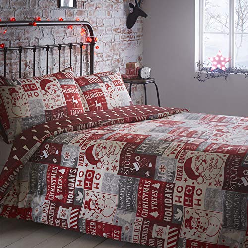 Christmas Scrapbook Quilt Duvet and Pillowcase Set