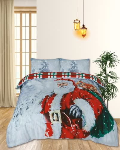 Festive Father Santa 3-Piece Christmas Bedding Set - Double
