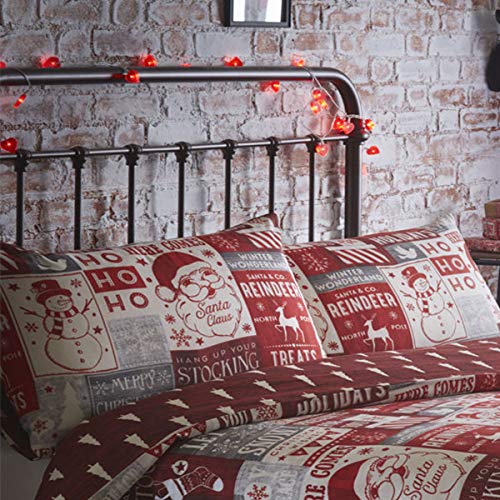 Christmas Scrapbook Quilt Duvet and Pillowcase Set