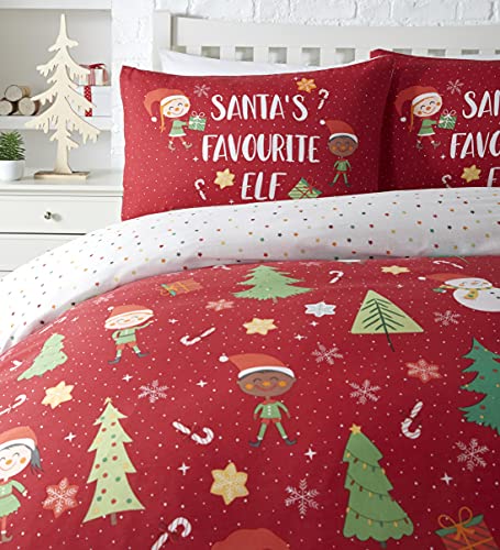 Christmas Bedlam Elf & Santa Duvet Cover Set - Double