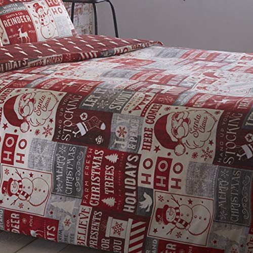 Christmas Scrapbook Quilt Duvet and Pillowcase Set