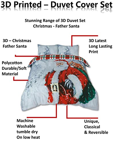 Festive Father Santa 3-Piece Christmas Bedding Set - Double