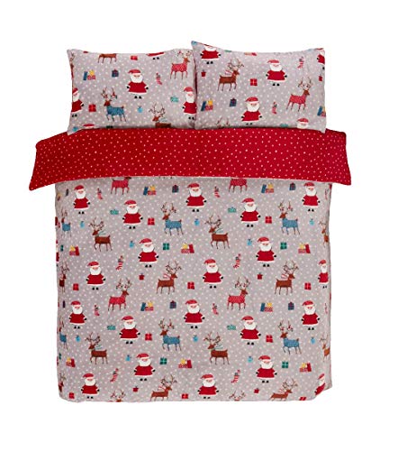 Santa Christmas Fleece Duvet Bedding Set - Double