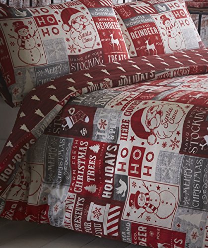 Christmas Scrapbook Quilt Duvet and Pillowcase Set