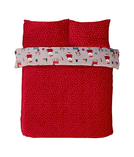 Santa Christmas Fleece Duvet Bedding Set - Double