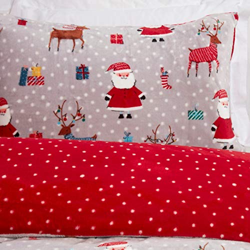 Santa Christmas Fleece Duvet Bedding Set - Double