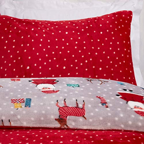Santa Christmas Fleece Duvet Bedding Set - Double