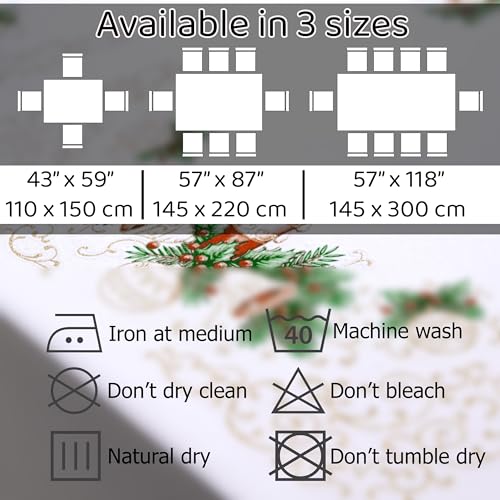 Christmas Tablecloth with Red Gold Green Pattern - Small, Medium, Large