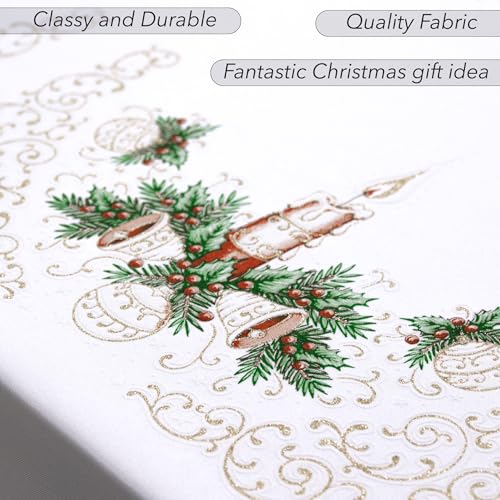 Christmas Tablecloth with Red Gold Green Pattern - Small, Medium, Large