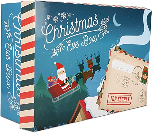 Lovetrends Christmas Eve Gift Box - Cardboard Present Box Featuring Santa And Other Christmas Characters - Holiday Season Xmas Present Gift Box (pack Of 1)