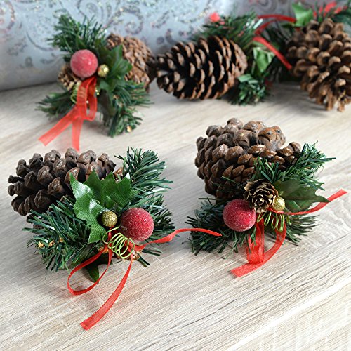 Gold/Red Pine Cone Christmas Decoration - Pack of 5