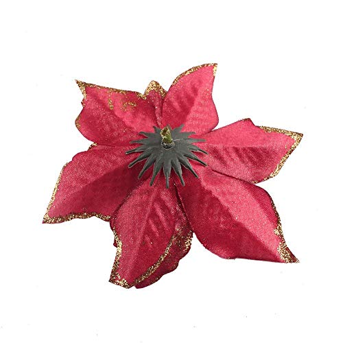 Glittery Red Poinsettia Christmas Tree Decorations - 50pcs