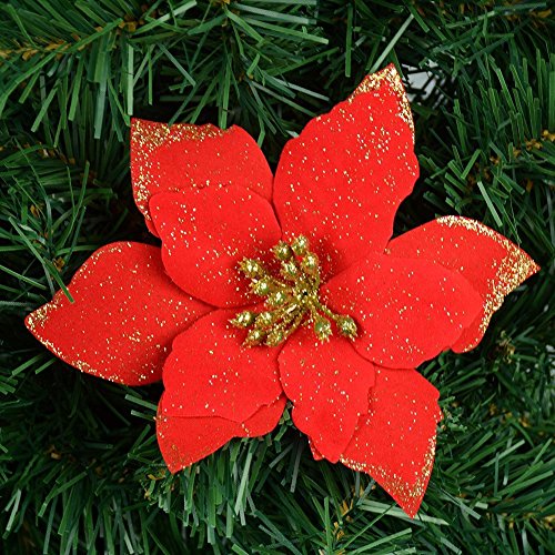 Sparkling Poinsettia Flower Set for Festive Decor