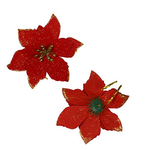 Sparkling Poinsettia Flower Set for Festive Decor