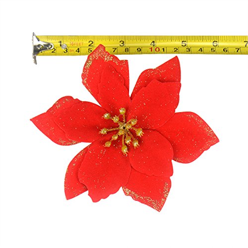Sparkling Poinsettia Flower Set for Festive Decor