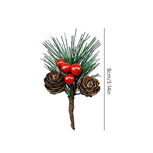 WideSmart 32 Pack Christmas Artificial Red Berry, Pine Tree Pine Picks Christmas Artificial Pine Needles Red Berries Pine Cones Branches Holly Pine Wreaths Christmas Crafts Party Festive Home Decor