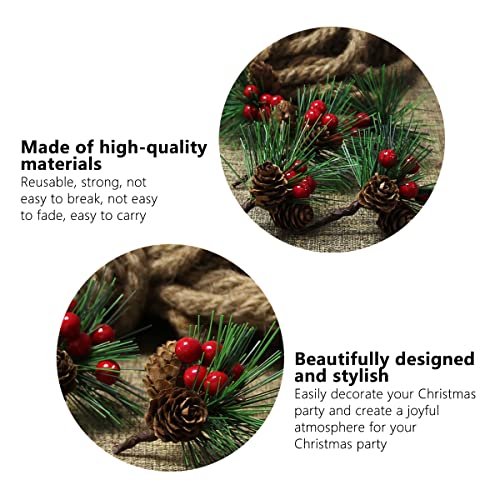 WideSmart 32 Pack Christmas Artificial Red Berry, Pine Tree Pine Picks Christmas Artificial Pine Needles Red Berries Pine Cones Branches Holly Pine Wreaths Christmas Crafts Party Festive Home Decor
