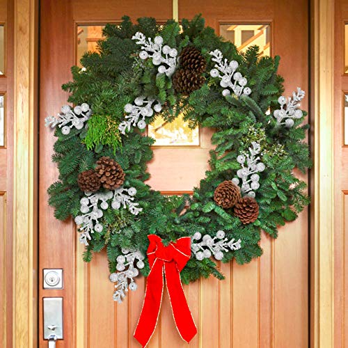 Whaline 12Pcs Christmas Glitter Berries Stems 8.3 Inch Artificial Fruit Berry Picks Holly Berry Twig for Xmas Tree Ornament DIY Craft Christmas Wreath Garland Winter Holiday Decoration, Silver