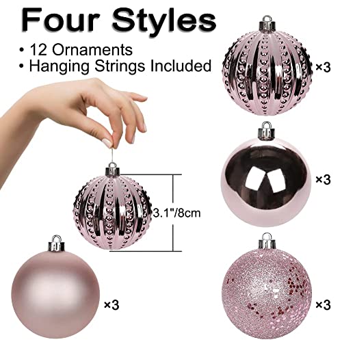 12PCS 8CM Xmas Baubles – Festive Decorations for Gifts