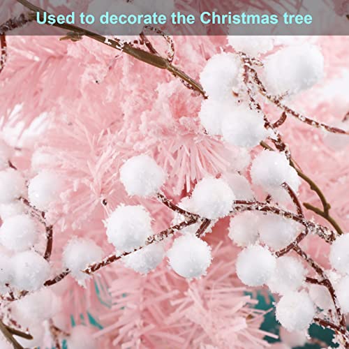 5.25 Feet Christmas Artificial Frosted Holly Berries String Mini White Artificial Holly Berries Garland Berry Flower Xmas Garland Hanging String Wire Vine for Christmas Tree Wreath Garland Making