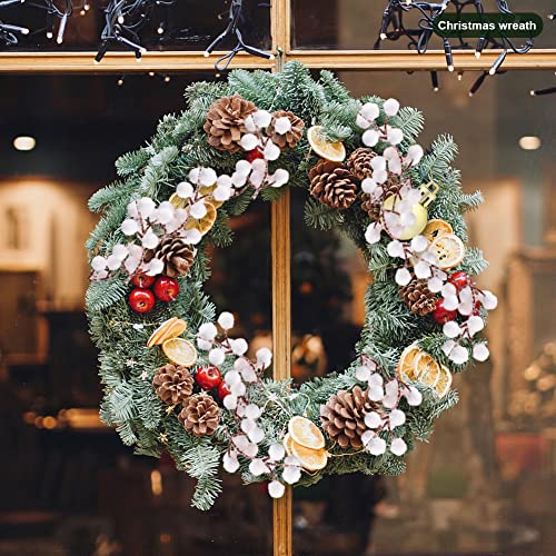 5.25 Feet Christmas Artificial Frosted Holly Berries String Mini White Artificial Holly Berries Garland Berry Flower Xmas Garland Hanging String Wire Vine for Christmas Tree Wreath Garland Making