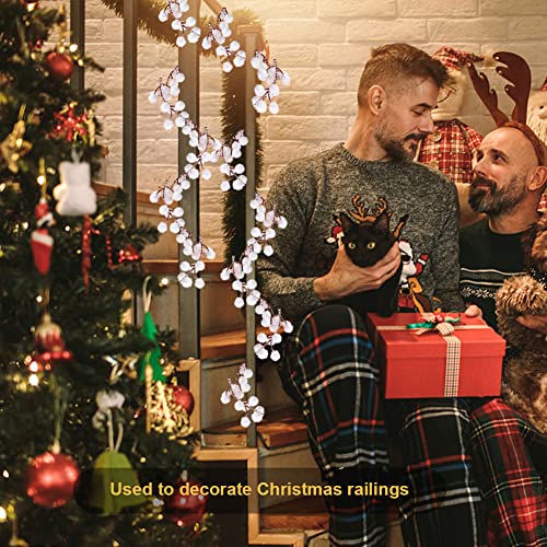 5.25 Feet Christmas Artificial Frosted Holly Berries String Mini White Artificial Holly Berries Garland Berry Flower Xmas Garland Hanging String Wire Vine for Christmas Tree Wreath Garland Making