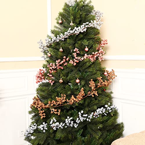 Lighted Berry Christmas Garland with Leaves - 6 Feet