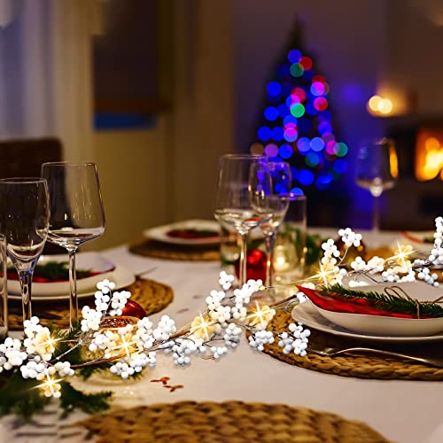 Lighted Berry Christmas Garland with Leaves - 6 Feet