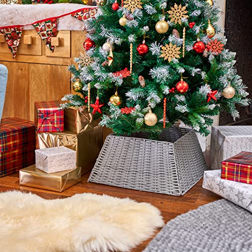 SA Products Christmas Tree Skirt - Grey Wicker Square
