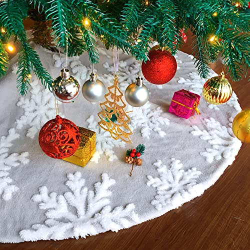 Christmas Tree Skirt: 36" Jacquard Cashmere Snowflake