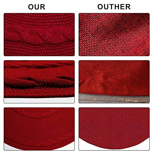 Thick Luxury Red Tree Skirt with Snowballs