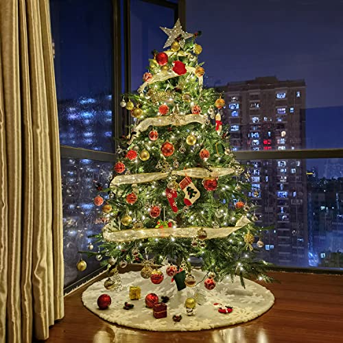 Christmas Tree Skirt: 36" Jacquard Cashmere Snowflake