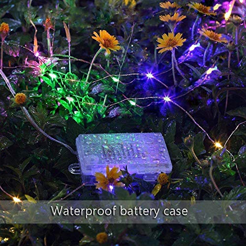 ooklee Fairy Lights Battery Operated, [2 Pack] 10M 100 LED Outdoor Waterproof String Lights, 8 Modes Remote Timmer Rainbow Twinkle Copper Wire Lighting for Home Gazebo Christmas Decor(Multi Colour)