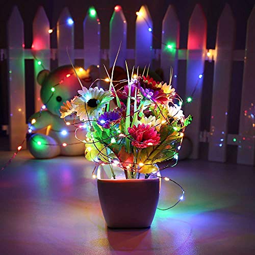 ooklee Fairy Lights Battery Operated, [2 Pack] 10M 100 LED Outdoor Waterproof String Lights, 8 Modes Remote Timmer Rainbow Twinkle Copper Wire Lighting for Home Gazebo Christmas Decor(Multi Colour)