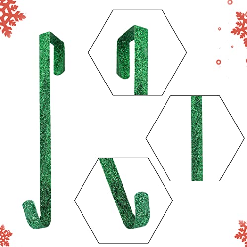 Rolin Roly 2Pcs Wreath Hanger,Front Door Punch Free Hook 12" Garland Hanger Christmas Wreath Hanging Hooks for Easter Decorations Home Office Wall Wedding Wreaths Decor (Green+Gold)