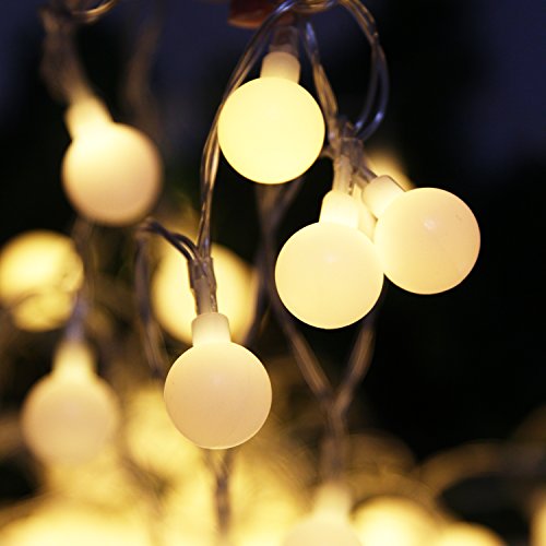 BlueFire Fairy Lights Plug in, 50 LED 31ft Globe String Lights, 8 Modes Remote Control Dimmable Timer Gazebo Lights Christmas Lights for Bedroom, Party, Garden, Camping, Outdoor, Indoor (Warm White)