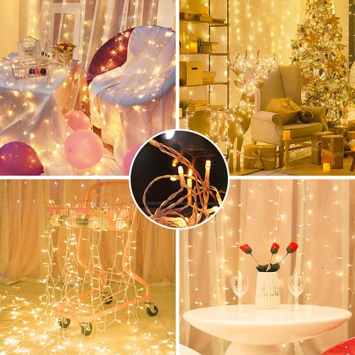 [Timer & Remote] 100 LED Outdoor Battery Fairy Lights (IP65 Waterproof, Dimmable, 8 Modes) by Koopower, 11M, Warm White