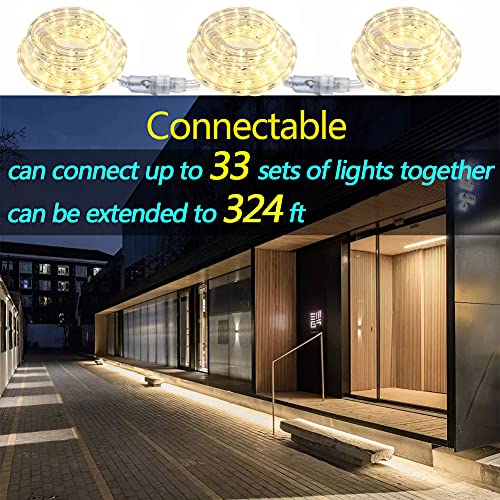 FOEERS Outdoor LED Rope Lights,9.8FT Warm White 220V Waterproof Mains,Connectable String Light Plug in,Christmas Lighting for Bedroom Garden Camping Tent Decking Gazebo