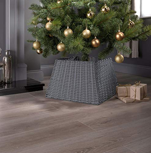 Grey Rattan Wicker Christmas Tree Skirt Basket