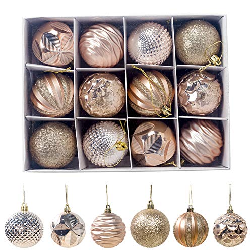 12pcs Orange Christmas Tree Baubles - Festive Decorations