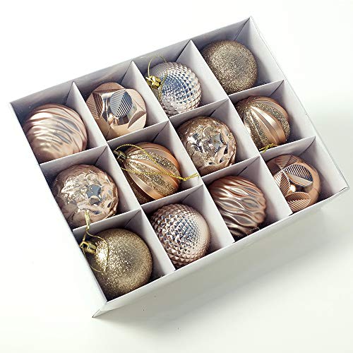 12pcs Orange Christmas Tree Baubles - Festive Decorations