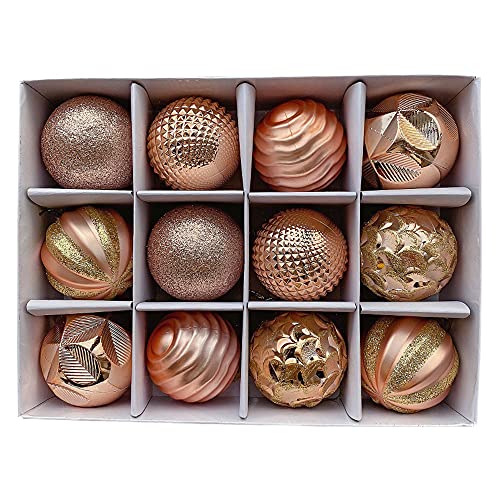 12pcs Orange Christmas Tree Baubles - Festive Decorations