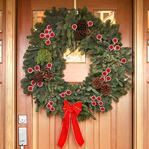 Whaline Artificial Frosted Holly Berries Christmas Frosted Berry Picks Red Mini Fruit Berry Flower Ornament for Xmas Tree Wreath Garland DIY Craft Home Wedding Christmas Winter Party Decor, 100Pcs