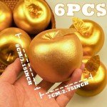 6 Pcs Golden Apples Artificial Golden Fruit Crafts Gold Apples for Home Decoration Christmas Décor