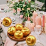 6 Pcs Golden Apples Artificial Golden Fruit Crafts Gold Apples for Home Decoration Christmas Décor