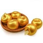 6 Pcs Golden Apples Artificial Golden Fruit Crafts Gold Apples for Home Decoration Christmas Décor